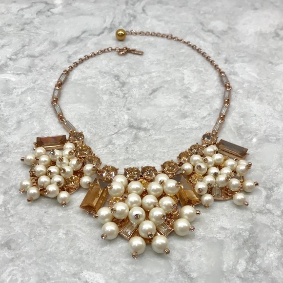 kate spade Jewelry - Kate Spade Rose Gold/Pearl Statement Necklace